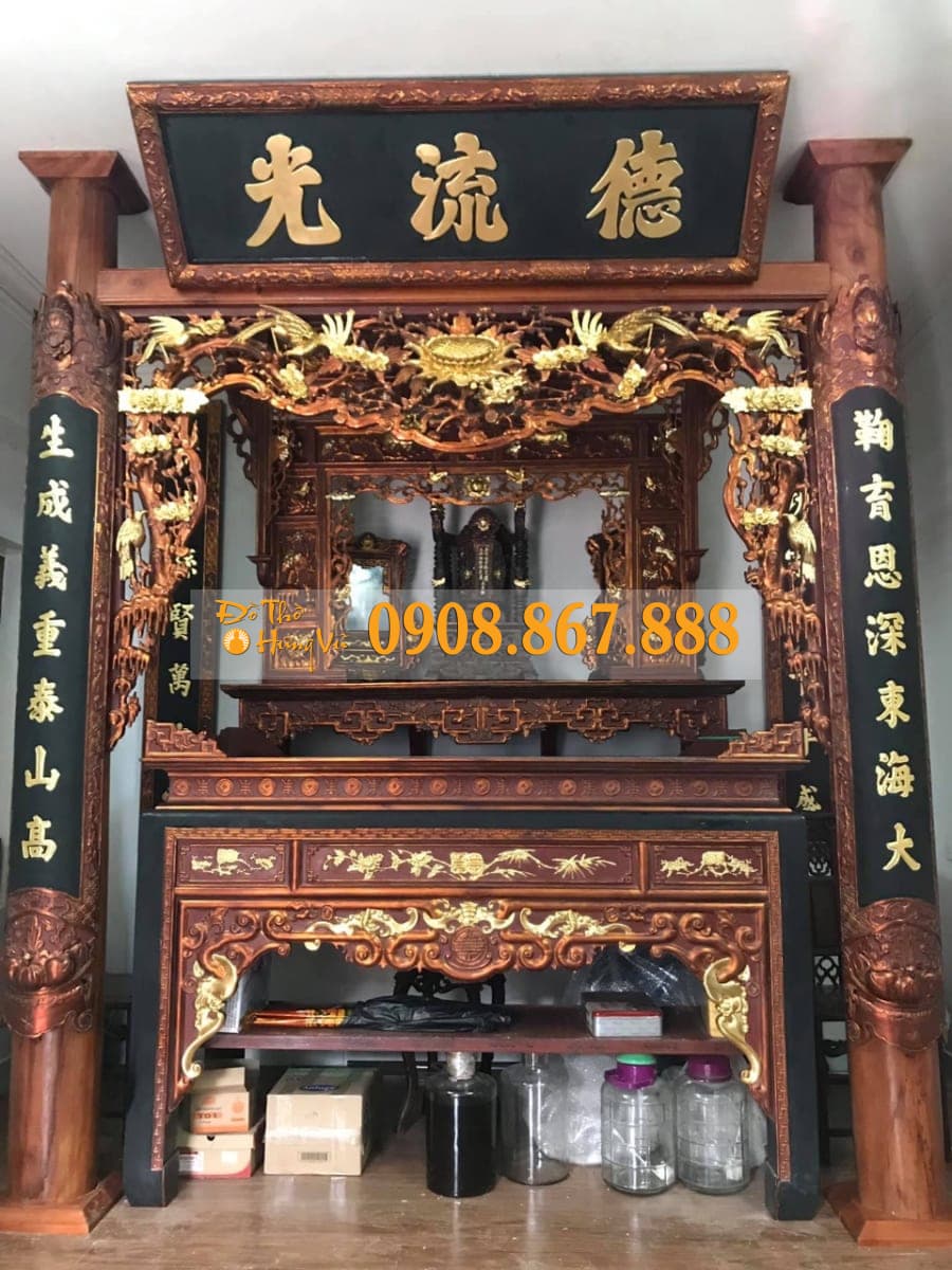 Hoành Phi Câu Đối Gỗ Mít HPCD-018