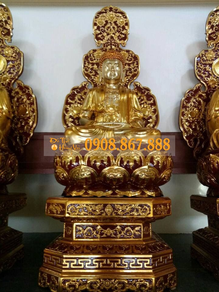 Tượng Phật Tam Thế Gỗ Mít Sơn Son Thếp Vàng