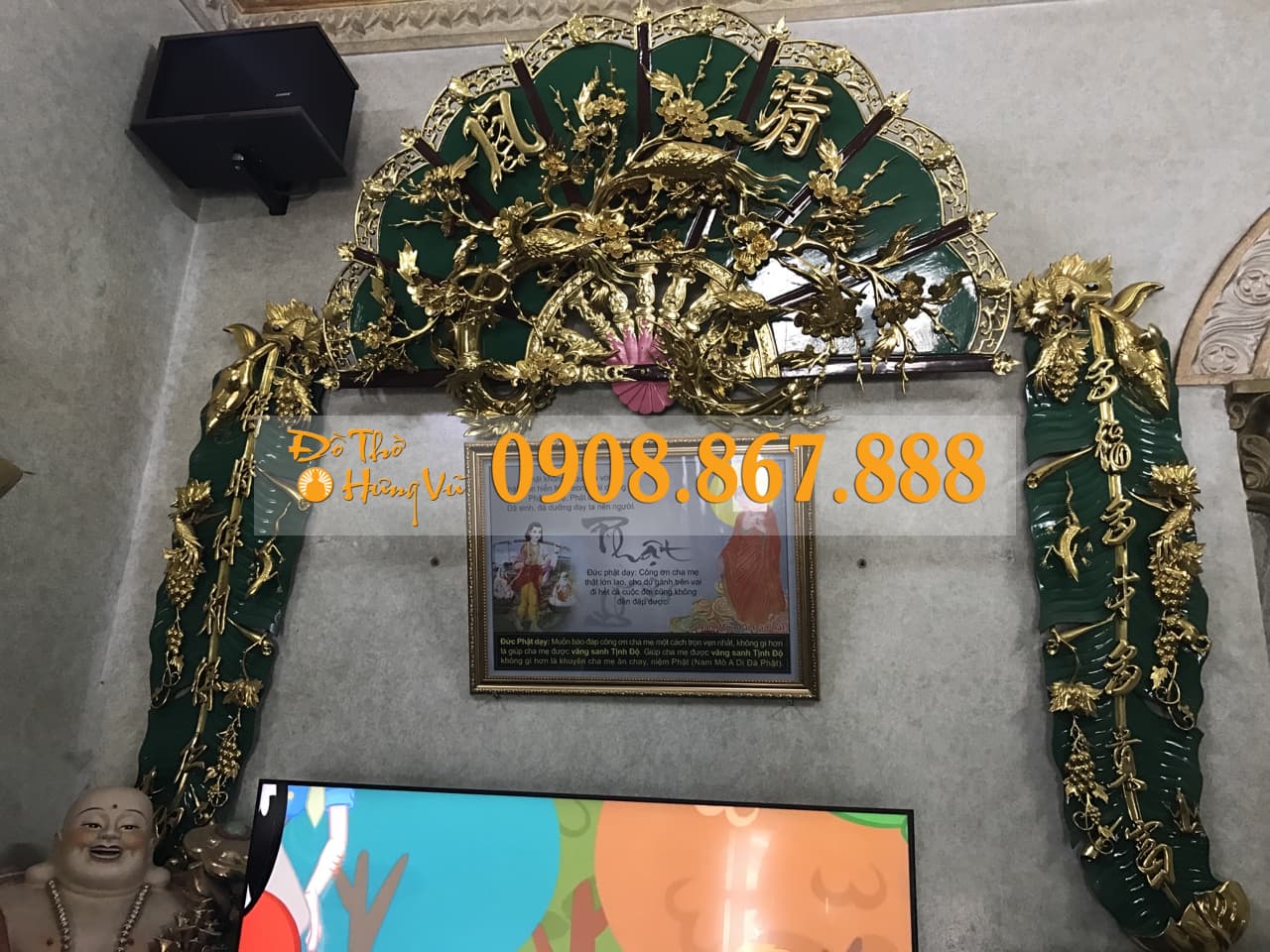 Tranh quạt mai điểu gỗ Tranh quạt mai điểu gỗ