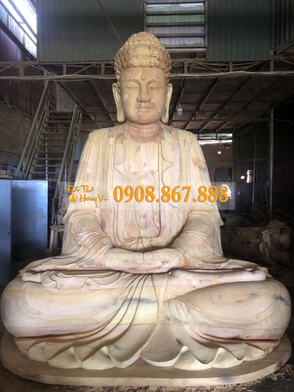 Tượng A Di Đà Gỗ mít 010