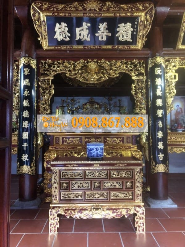 Mẫu Cửa Võng Tứ Linh Sơn Son Thếp Vàng Đẹp . 
