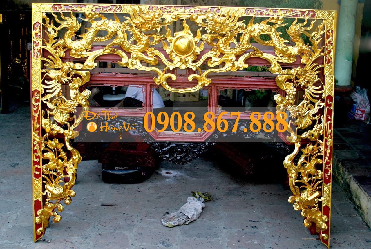 Cửa Võng Tứ Linh Sơn Son Thếp Vàng CV-2104