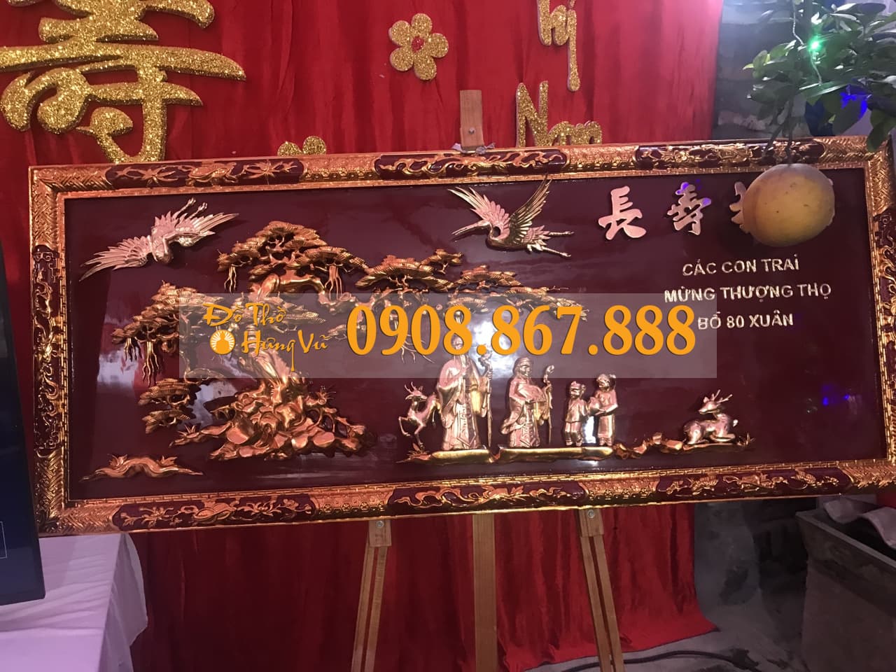 Mẫu tranh mừng thọ gỗ đẹp