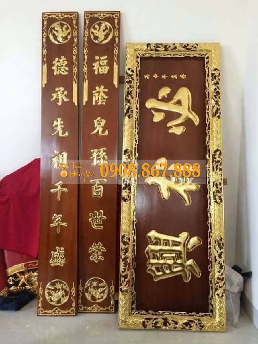 Hoành phi câu đối thếp vàng 9999