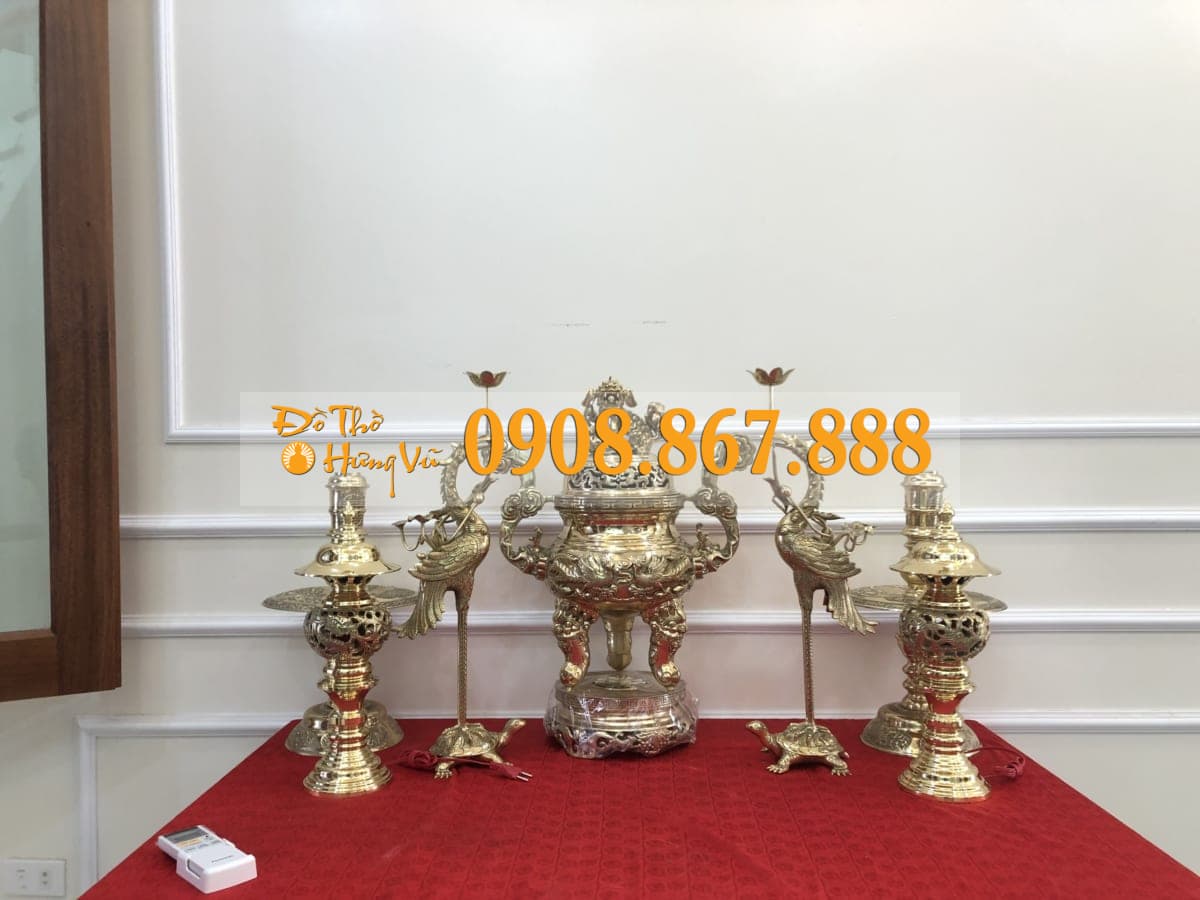Bộ Đỉnh Đồng , Hạc , Cây Nến , Cây Đèn Nhà Cô Chú Thịnh Hào