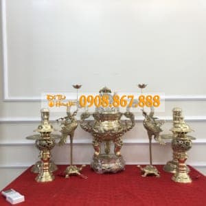 Bộ Đỉnh Đồng , Hạc , Cây Nến , Cây Đèn Nhà Cô Chú Thịnh Hào