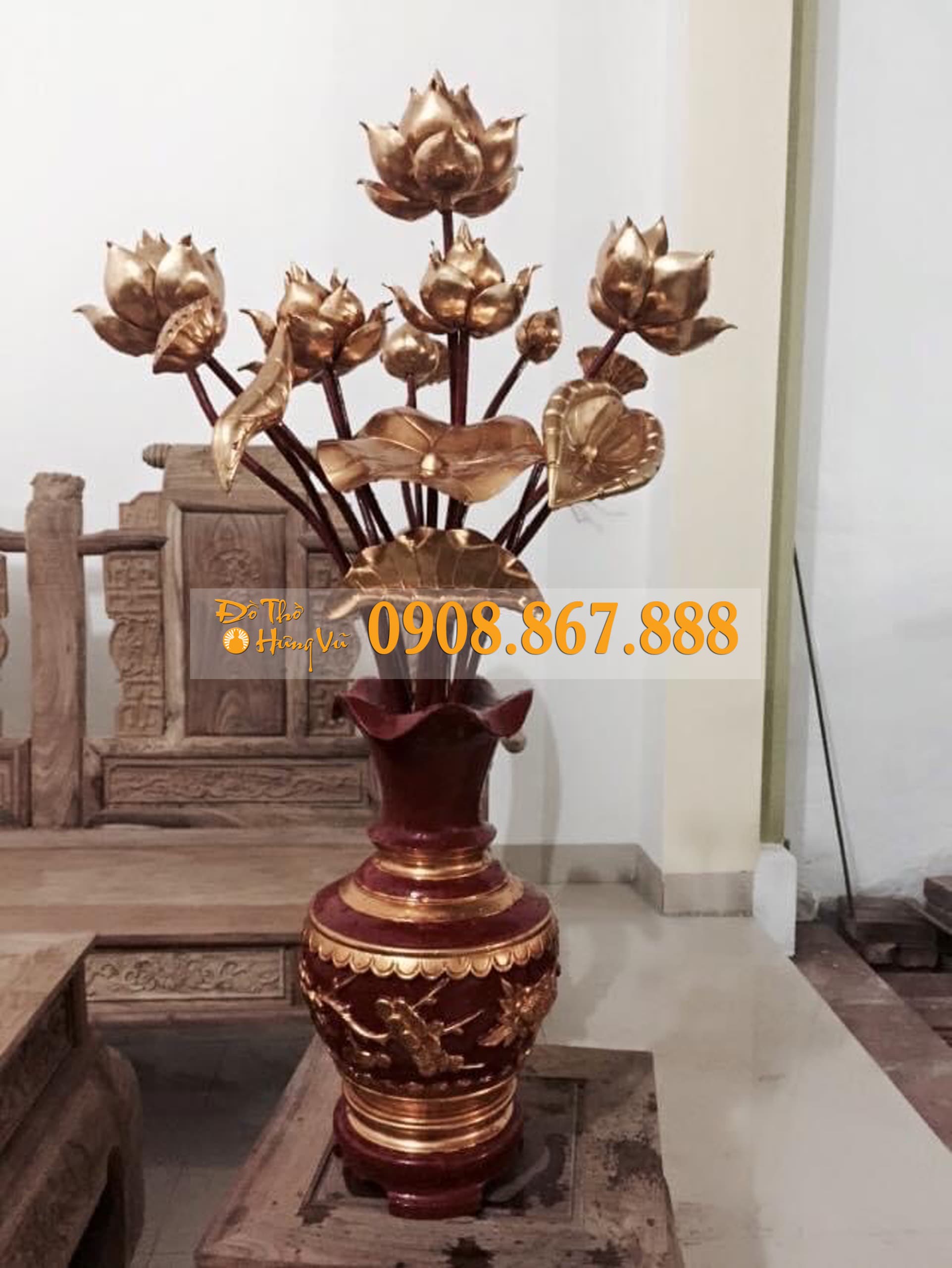 Hoa Sen Gỗ Mít HS-0023 Hoa Sen Gỗ Mít HS-0023