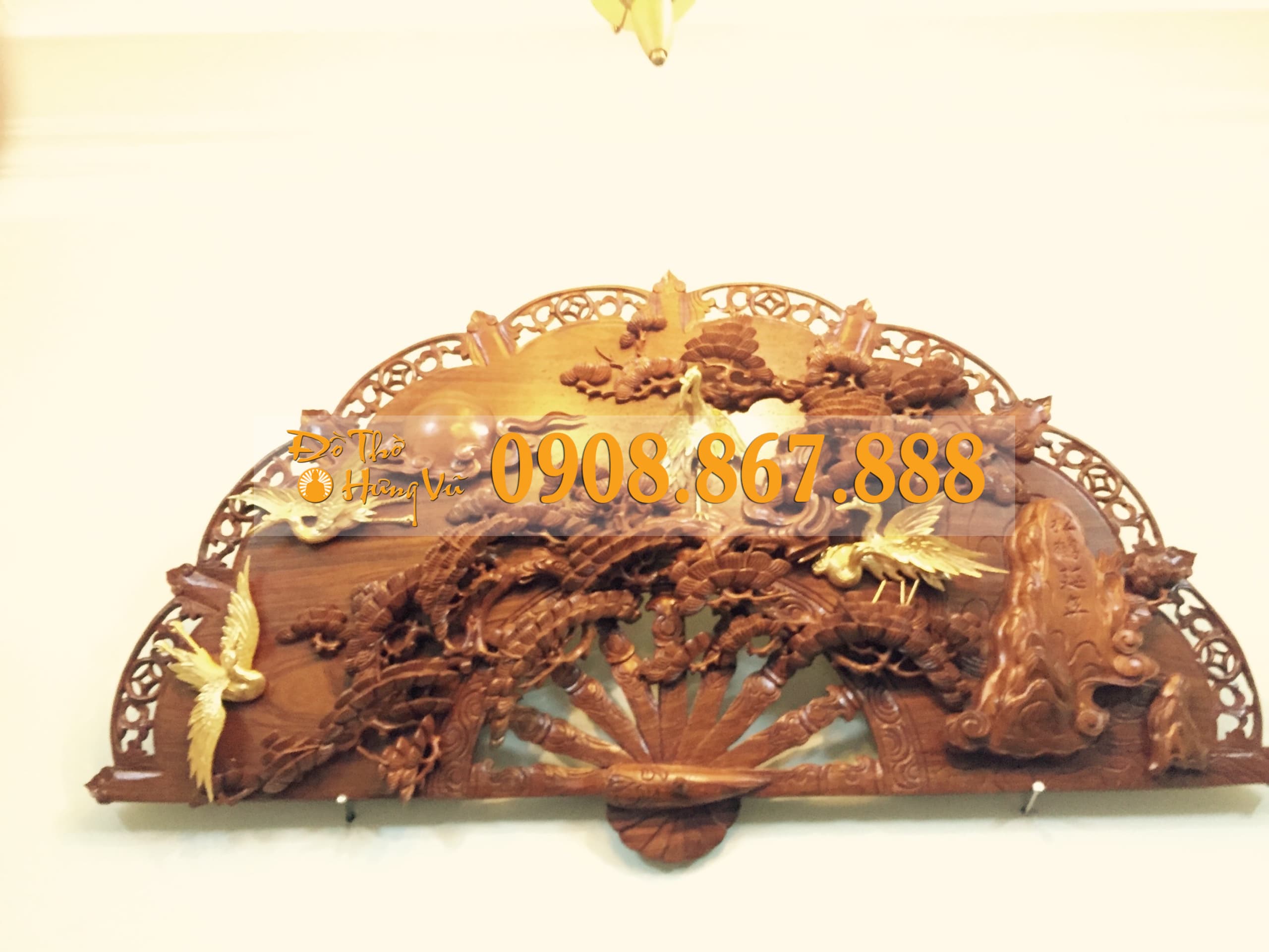 Quạt tranh hàng đẹp gỗ gụ