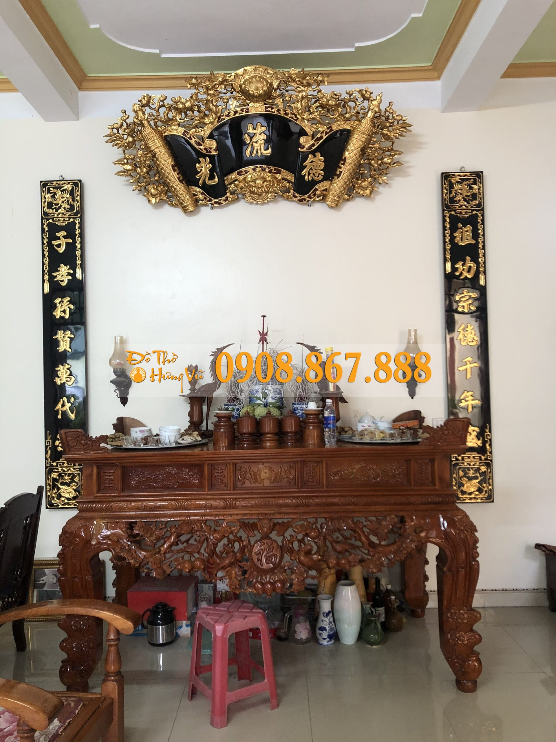 Sập Thờ Gỗ Mít Mai Điểu SĐ-0260 Sập Thờ Gỗ Mít Mai Điểu SĐ-0260