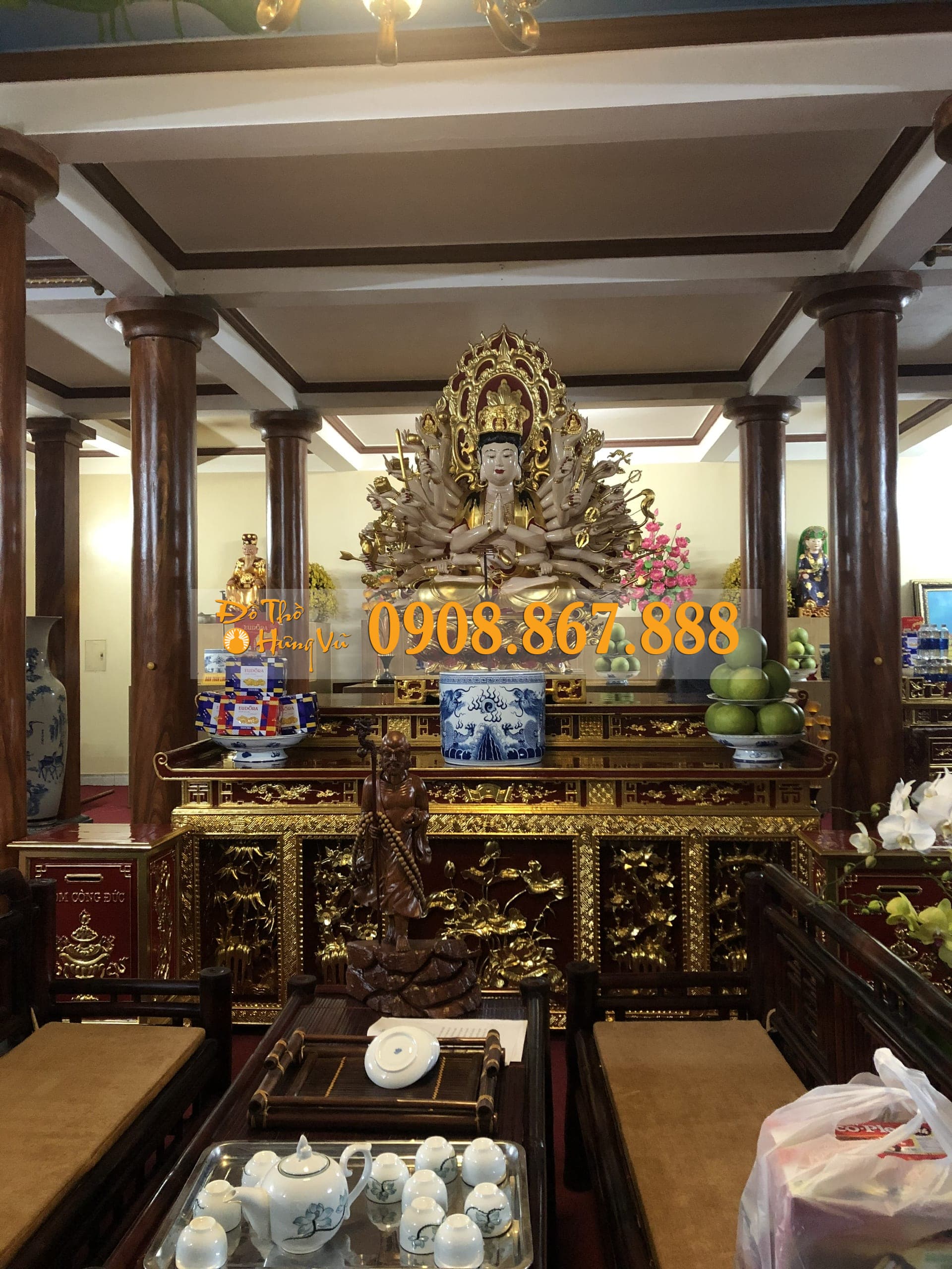 Tượng Chuẩn Đề Bồ Tát Gỗ Mít 03