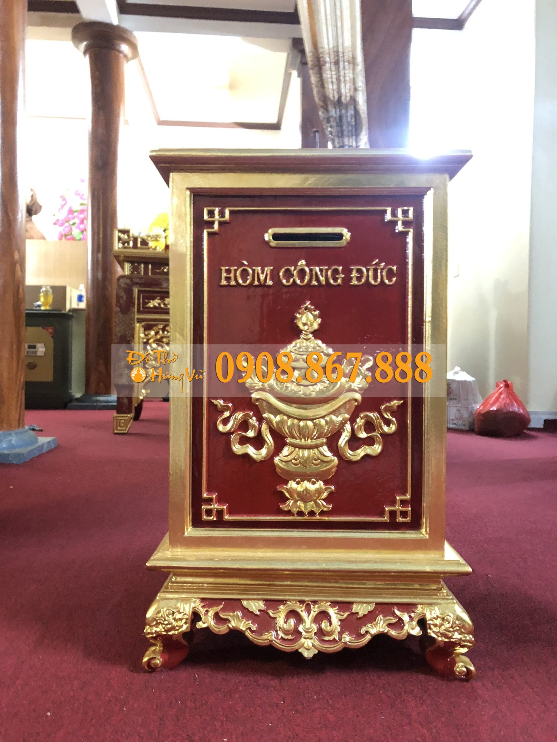 Hòm Công Đức Gỗ Dổi HC-06 Hòm Công Đức Gỗ Dổi HC-06