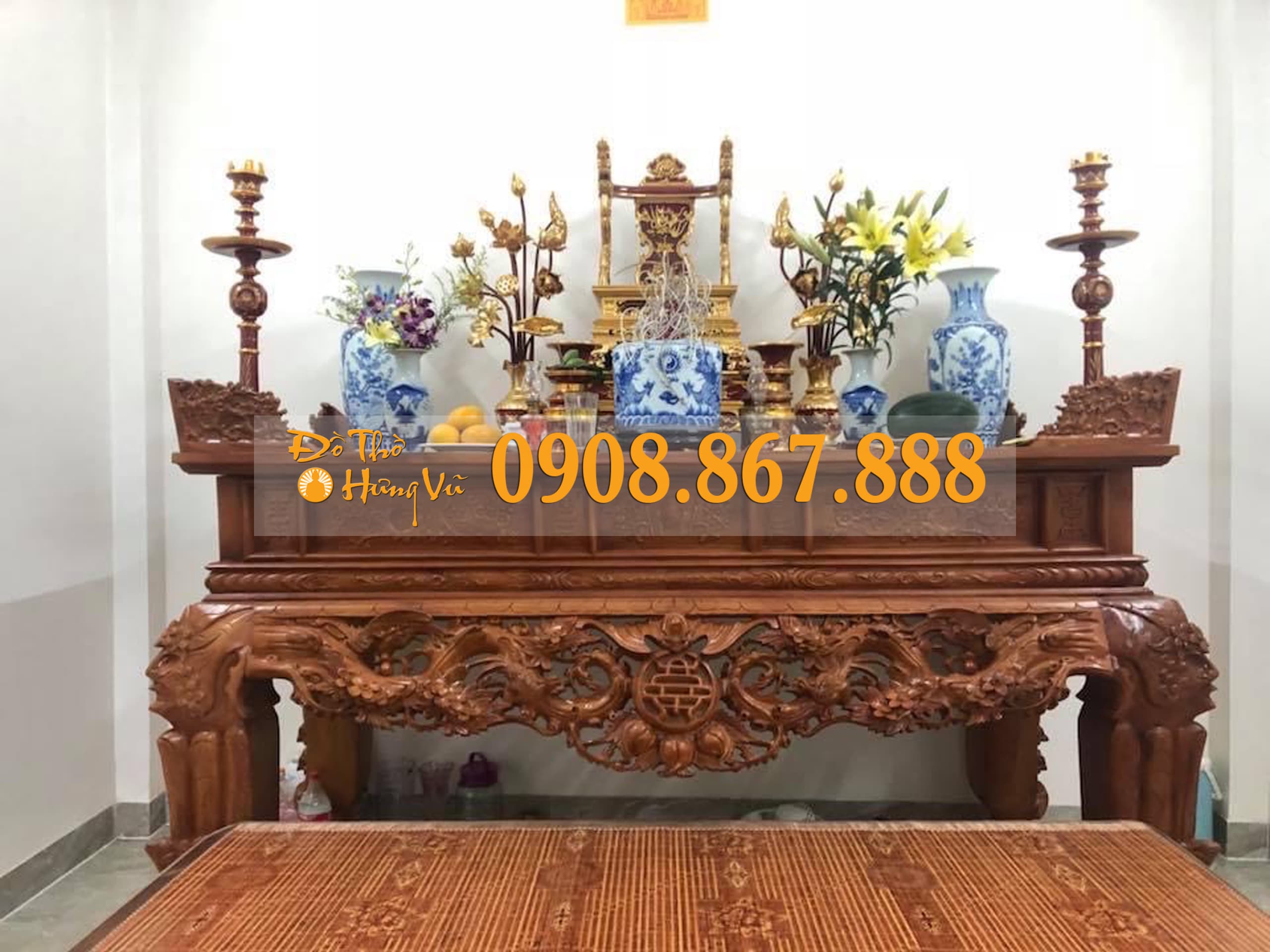 Sập Thờ Gỗ Mít Mai Điểu SĐ-0256 Sập Thờ Gỗ Mít Mai Điểu SĐ-0256