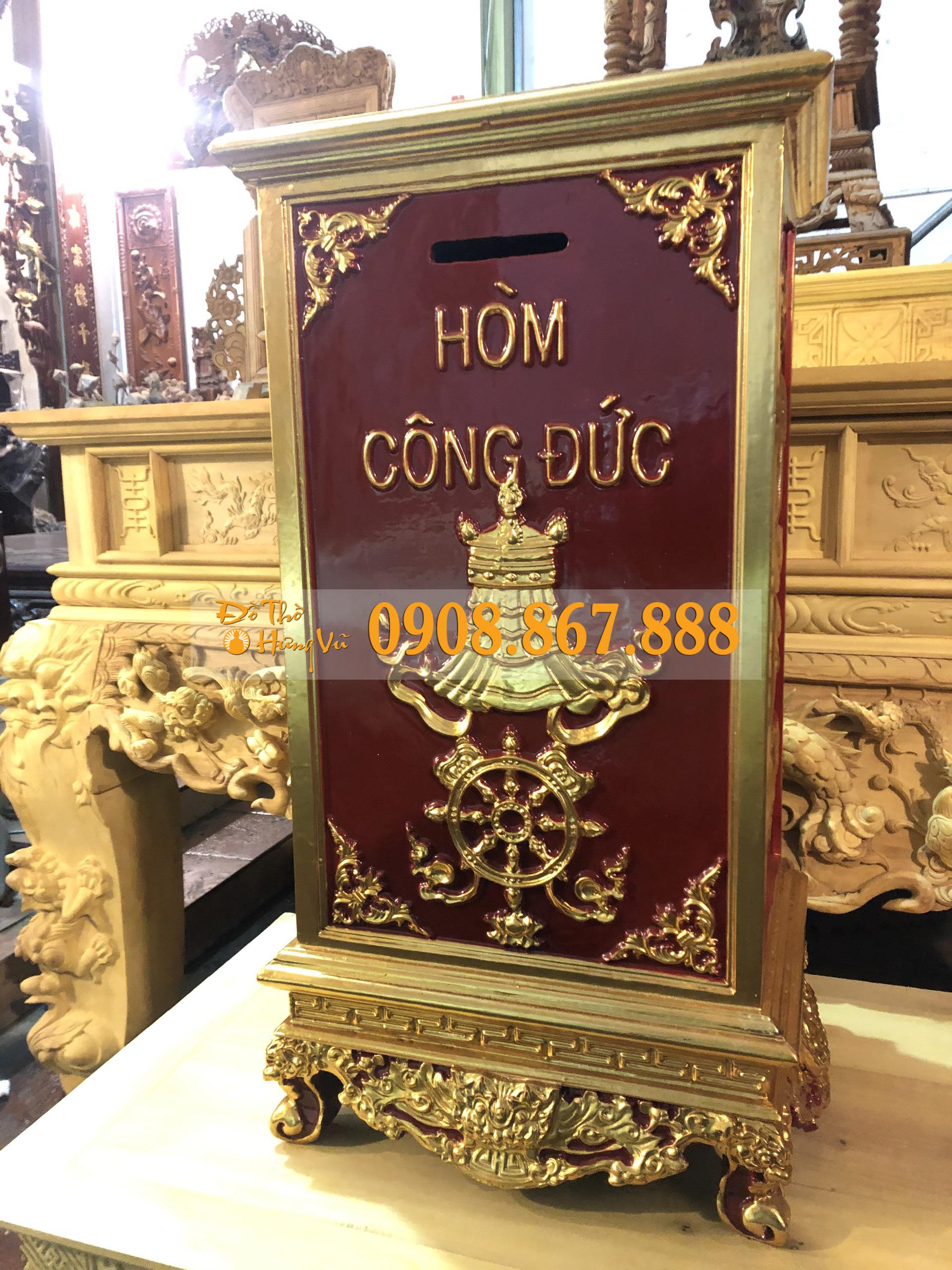 Hòm Công Đức Gỗ Mít HC-07 Hòm Công Đức Gỗ Mít HC-07