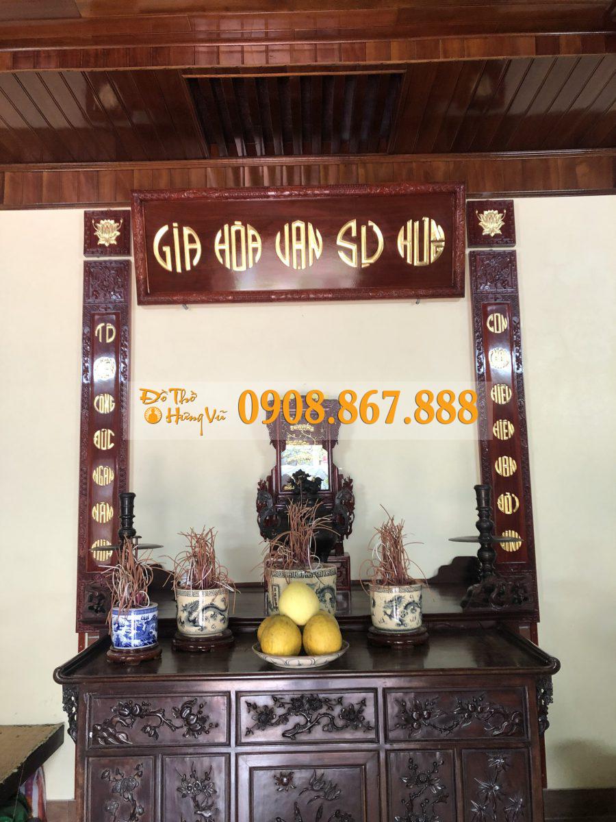 hoành phi câu đối gỗ hương thếp vàng 9999