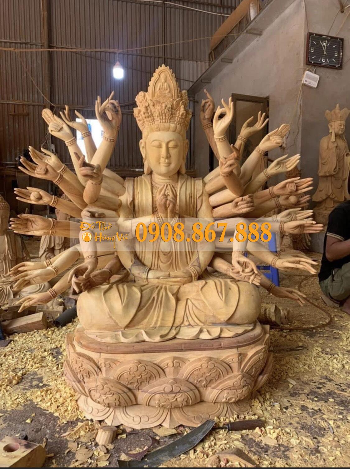 Tượng Quan Âm Chuẩn Đề Gỗ Mít 01 Tượng Quan Âm Chuẩn Đề Gỗ Mít 01