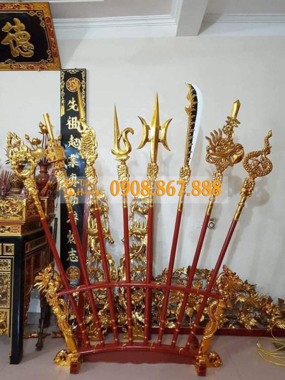 Bộ Chấp Kích Bằng Gỗ Dổi Sơn Son Thếp Vàng CK-05 Bộ Chấp Kích Bằng Gỗ Dổi Sơn Son Thếp Vàng CK-05