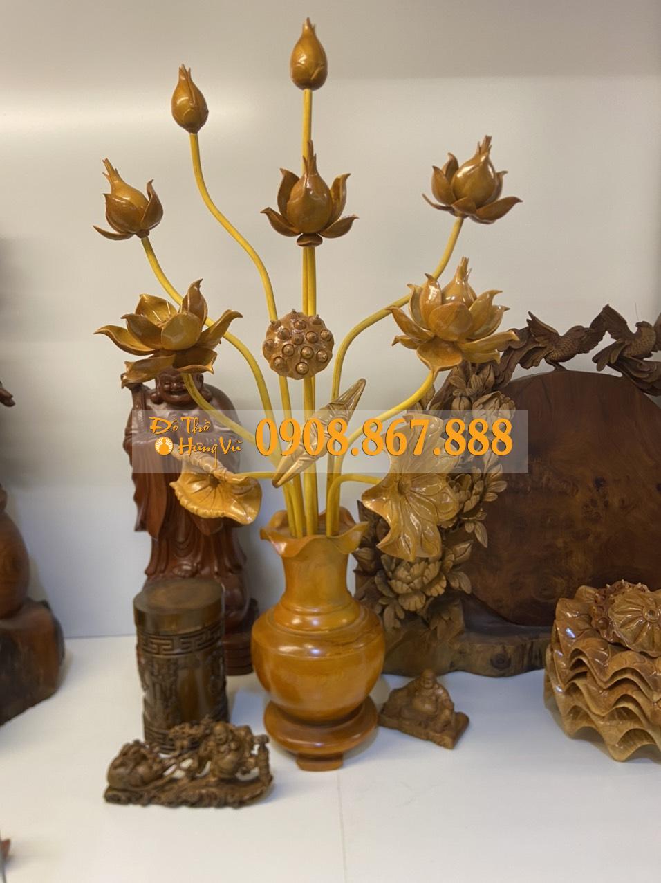 Hoa Sen Thờ Bằng Gỗ HS-0028 Hoa Sen Thờ Bằng Gỗ HS-0028