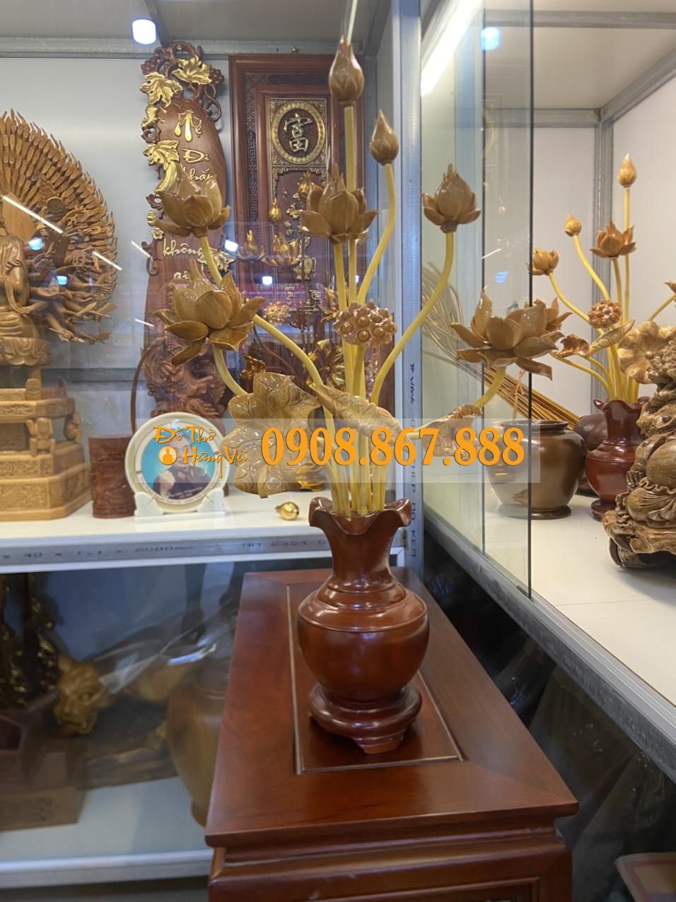 Hoa Sen Thờ Bằng Gỗ HS-0025 Hoa Sen Thờ Bằng Gỗ HS-0025