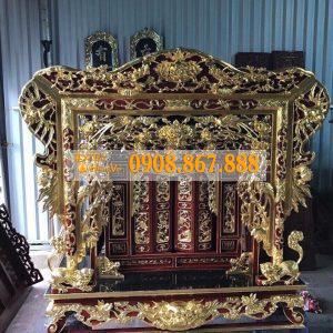 Khám Thờ Gia Tiên Gỗ Mít Sơn Thếp KT-14