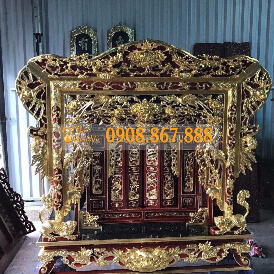 Khám Thờ Gia Tiên Gỗ Mít Sơn Thếp KT-14 Khám Thờ Gia Tiên Gỗ Mít Sơn Thếp KT-14