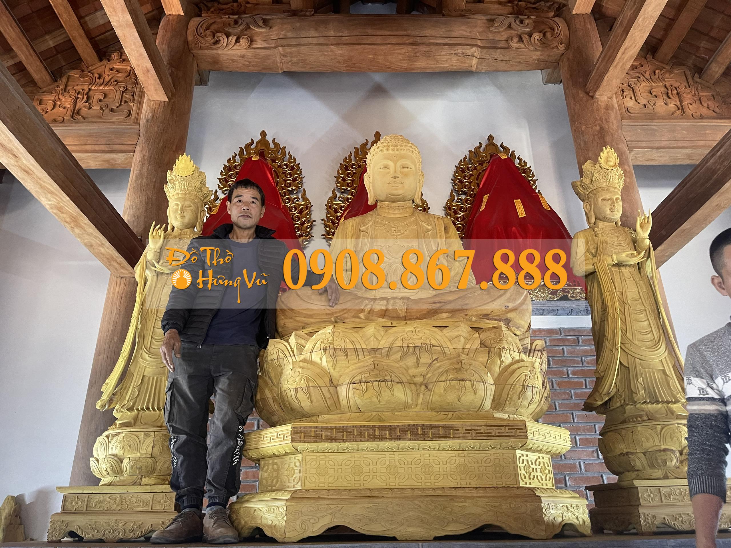 Tượng Phật A Di Đà Bằng Gỗ Mít 13