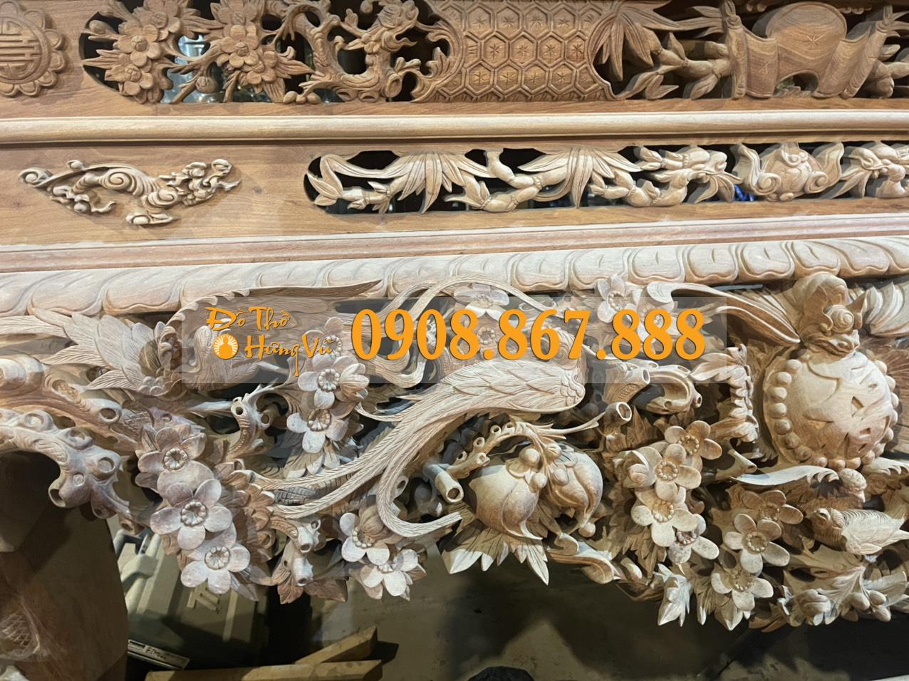 Sập Thờ Mai Điểu Đục Chạm Thủ Công Gỗ Hương Đá-0013 Sập Thờ Mai Điểu Đục Chạm Thủ Công Gỗ Hương Đá-0013