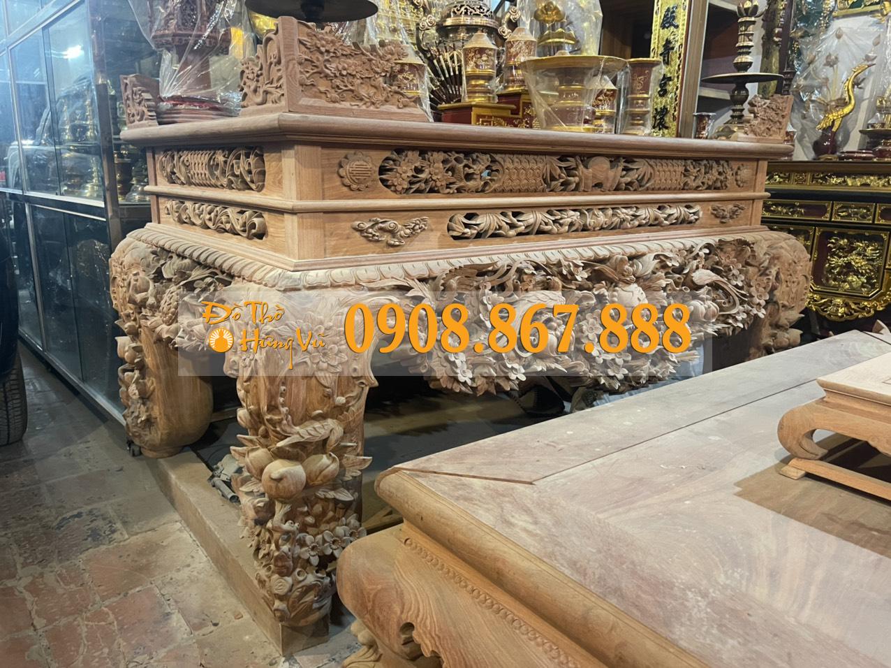 Sập Thờ Mai Điểu Đục Chạm Thủ Công Gỗ Hương Đá-0013 Sập Thờ Mai Điểu Đục Chạm Thủ Công Gỗ Hương Đá-0013